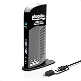 Plugable Universal Laptop Docking Station Dual Monitor for Windows and Mac, DisplayLink USB 3.0 or USB C Dock, (Dual Video: H