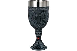 Medieval Double Dragon Goblet - Dungeons and Dragons Wine Chalice - 6.3oz Stainless Steel Cup Drinking Vessel - Ideal Novelty