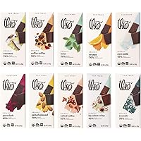 Theo Chocolate Organic Milk + Dark Chocolate Classic Sampler Variety 10 Pack | Fair Trade, Chocolate Gift
