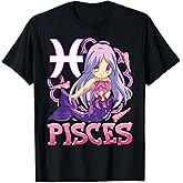 Pisces Chibi Zodiac Sign Horoscope Kawaii Manga Mermaid T-Shirt