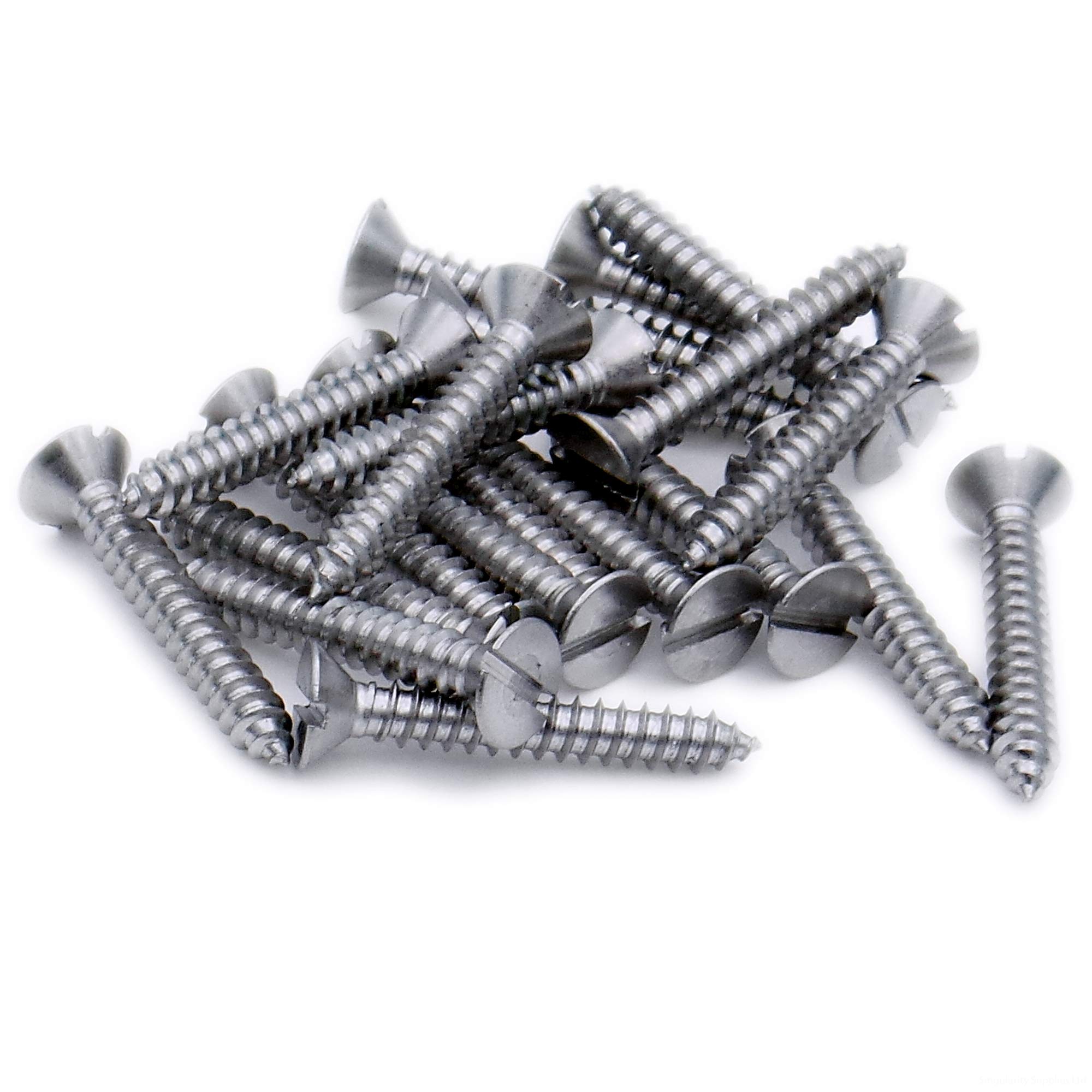 No.7 x 0.375 (3.9mm x 9.5mm) Slot Countersunk Self-Tapping Screw - Stainless Steel (A2) (Pack of 20)