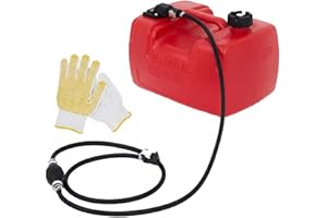 EliteEdge Portable Marine Fuel Tank – 12L (3 Gallon) Capacity – l-Shaped Handle, Transfer Line, Durable Plastic, Hose – Easy 