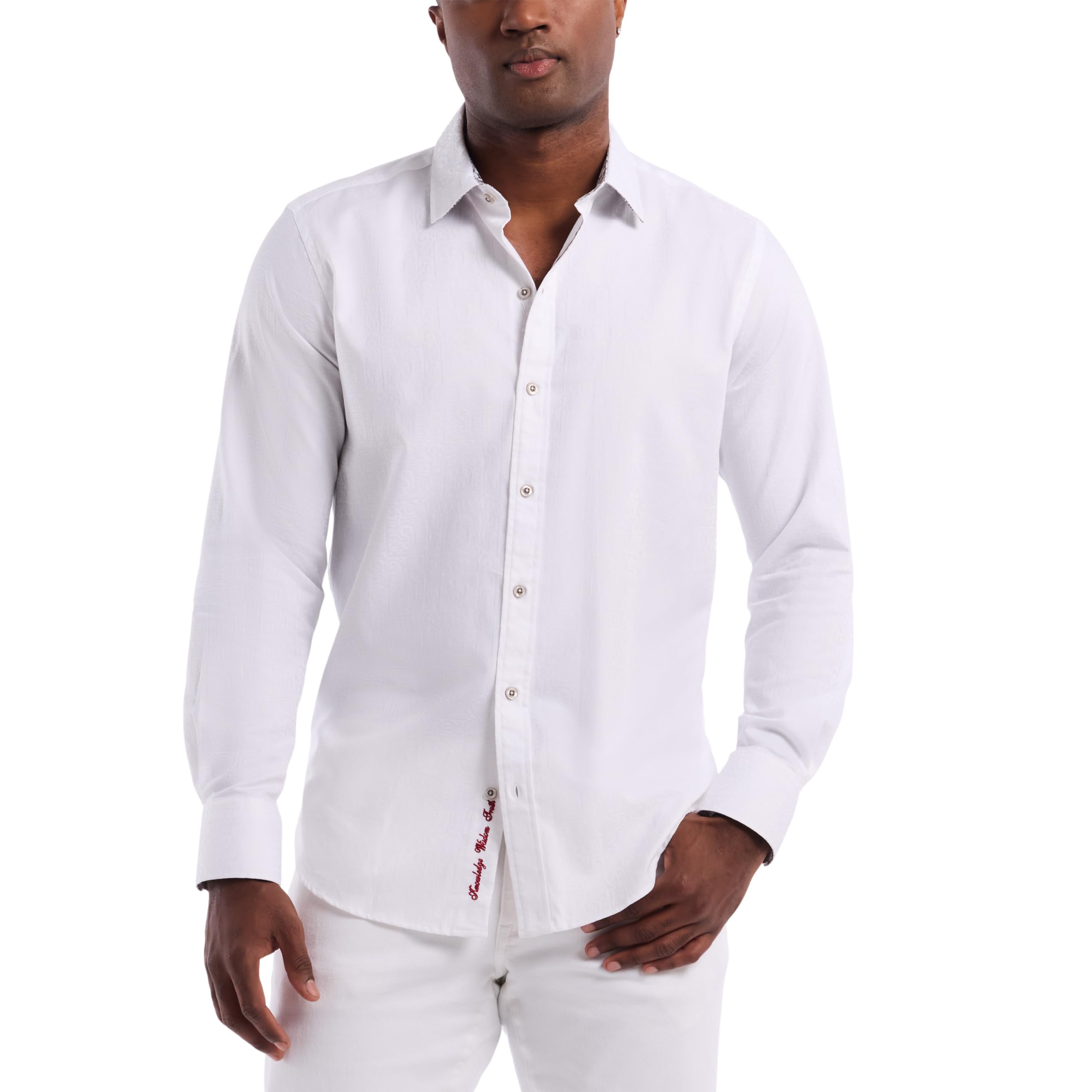 Robert Graham Men's Windsor Long Sleeve Button Down Shirt, White, Small Image