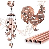 Marwey Chicken Wind Chimes for Outside, Rooster Wind Chime, Large Chicken Decor for Women Mom Grandma, Metal Rooster 40" Outdoor Windchimes for Lawn, Porch, Patio, Yard, Christmas