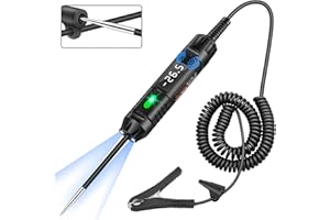 WINAMOO Buzzing 3-72V Digital LED Test Lights for Automotive, Heavy Duty Circuit Tester with Polarity Indicate and Illuminating Lights, Car Truck Low DC Voltage Light Tester 142 Inch Spring Wire