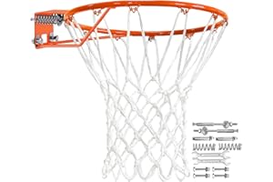 IHANDIY Heavy Duty Replacement Basketball Rim - 18" Solid Steel with Heavy-Duty Net, Pro-Grade Basketball Hoop Rim, Wall-Mount & Hoop Replacement, Double Spring Basketball Hoop Rim & Complete Installation Kit