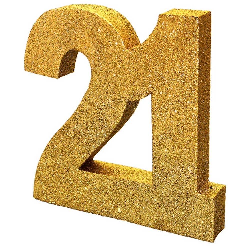 Number 21 Glitter Table Decoration Gold| Table Centrepiece | Table Decorations Centrepiece | 21st Birthday Decorations | Pack of 1 | 20cm |H101