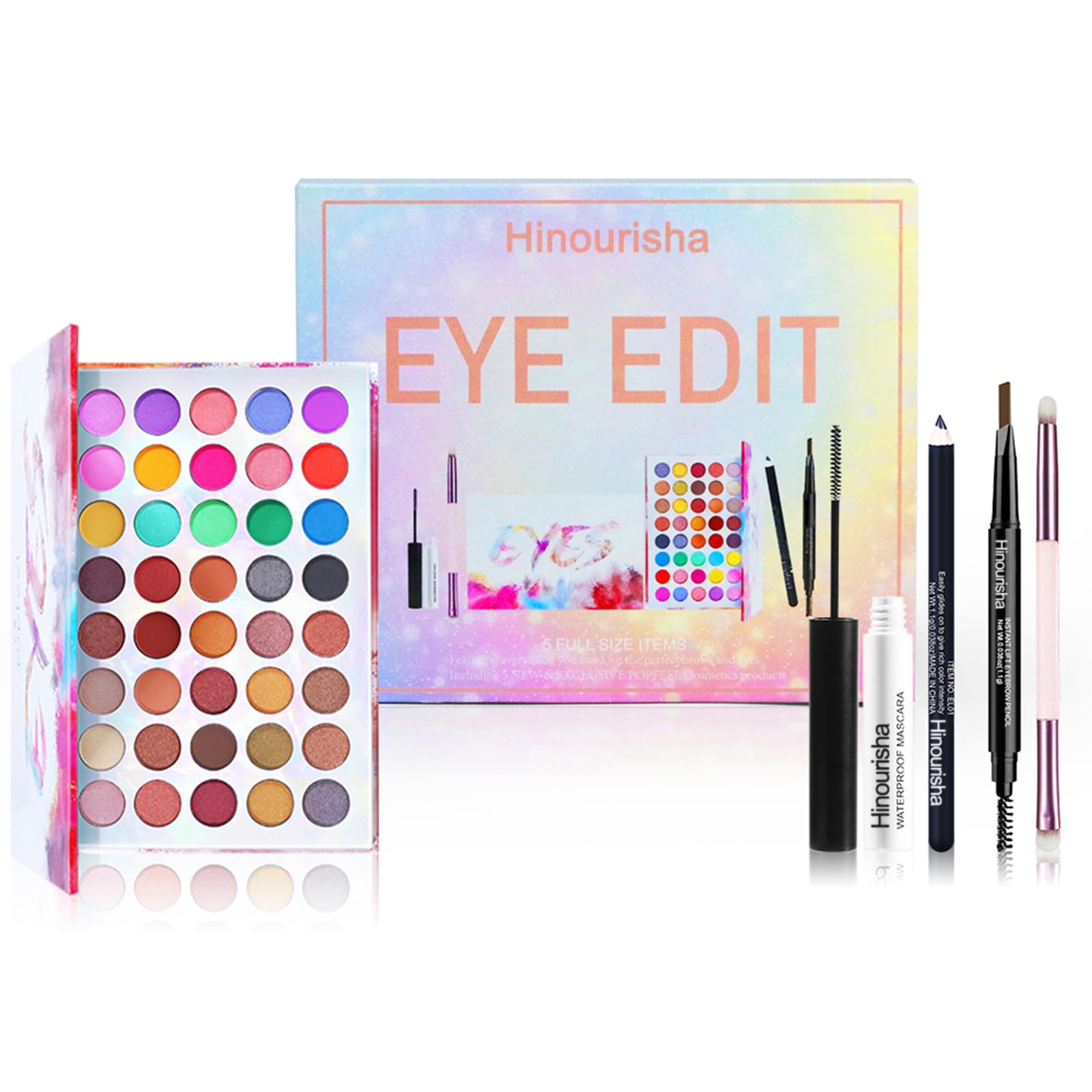 Hinourisha Makeup Kit for Women: Full Eye Makeup Kit, 40 Color Eye Shadow Palette, Eyeliner, Mascara, Eyebrow Pencil & Makeup Brushes