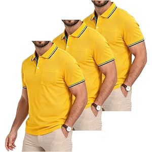 SECOOD Pocket Polo Shirts for Men Short Sleeve Moisture Wicking Golf Polo Mens Polo Shirt Summer Tennis Business Wear