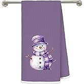 MKIJUHB Purple Christmas Snowman Kitchen Dish Towels, Preppy Christmas Winter Xmas Holiday Decorative Hand Tea Towels for Bathroom, Winter Xmas Kitchen Bathroom Decor, 16x24 Inch