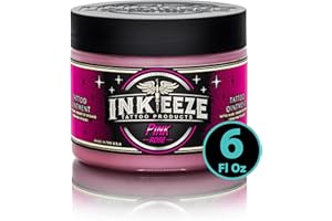 INK-EEZE Pink Tattoo Ointment for Artists and Aftercare, Essential Oils, Vegan, Cruelty Free, Made in USA, Bubble Gum, 6oz