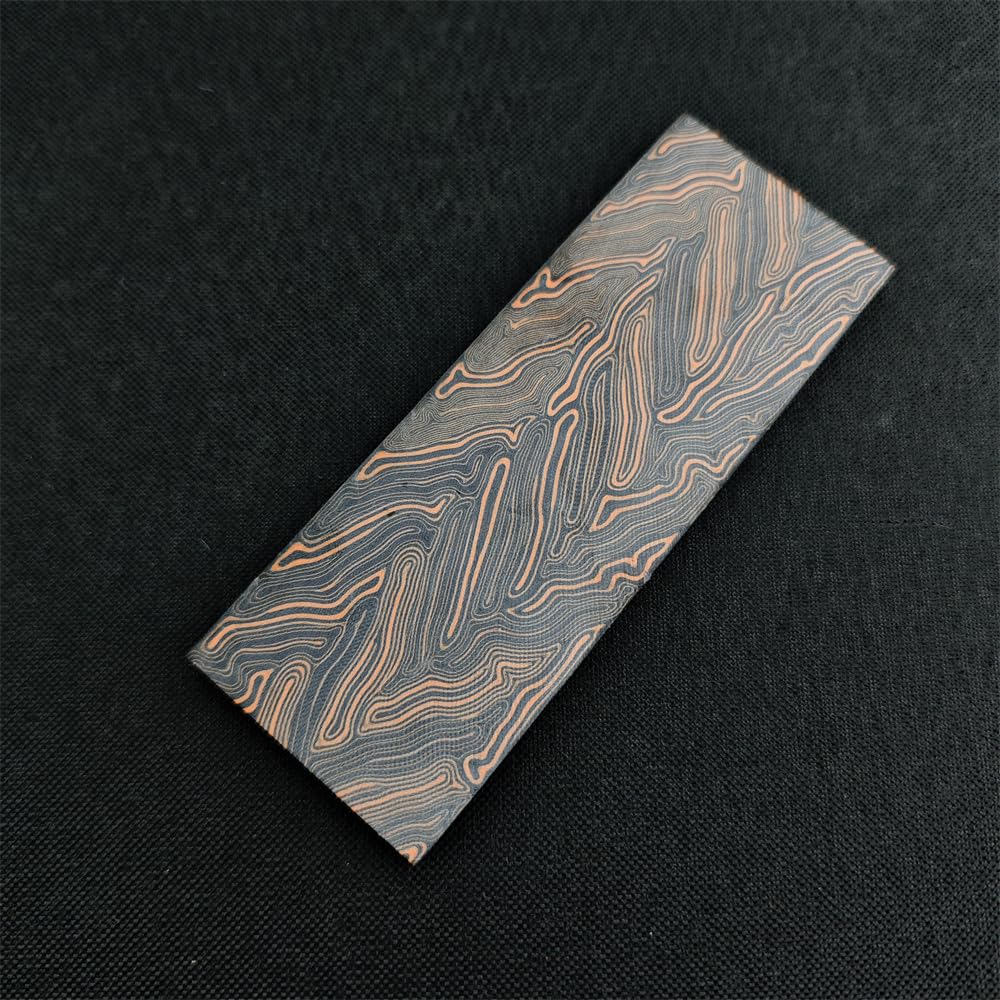 Photo 1 of 1-Piece G10 Knife Handle Material Block - 5 Color Damascus Pattern Options for DIY Knife/Gun Handle Crafting. 5.1"x1.7"x0.3" Precision Cut (Black&Orange)