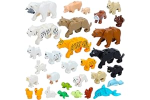 ONEST 30 Pieces Mini Animal Figures Building Block Animal Toys Animal Accessories Toy