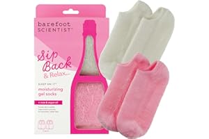 Barefoot Scientist Sleep On It Overnight Moisturizing Gel Socks, Nourish Your Feet, Sip Back & Relax, Pink and Champagne, 2 Pack