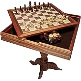 VEVOR 3-in-1 Chess Checkers Backgammon Table Set, 18 Inch Premium Wooden Chess Table, Deluxe Combo Game Table Furniture Set, 