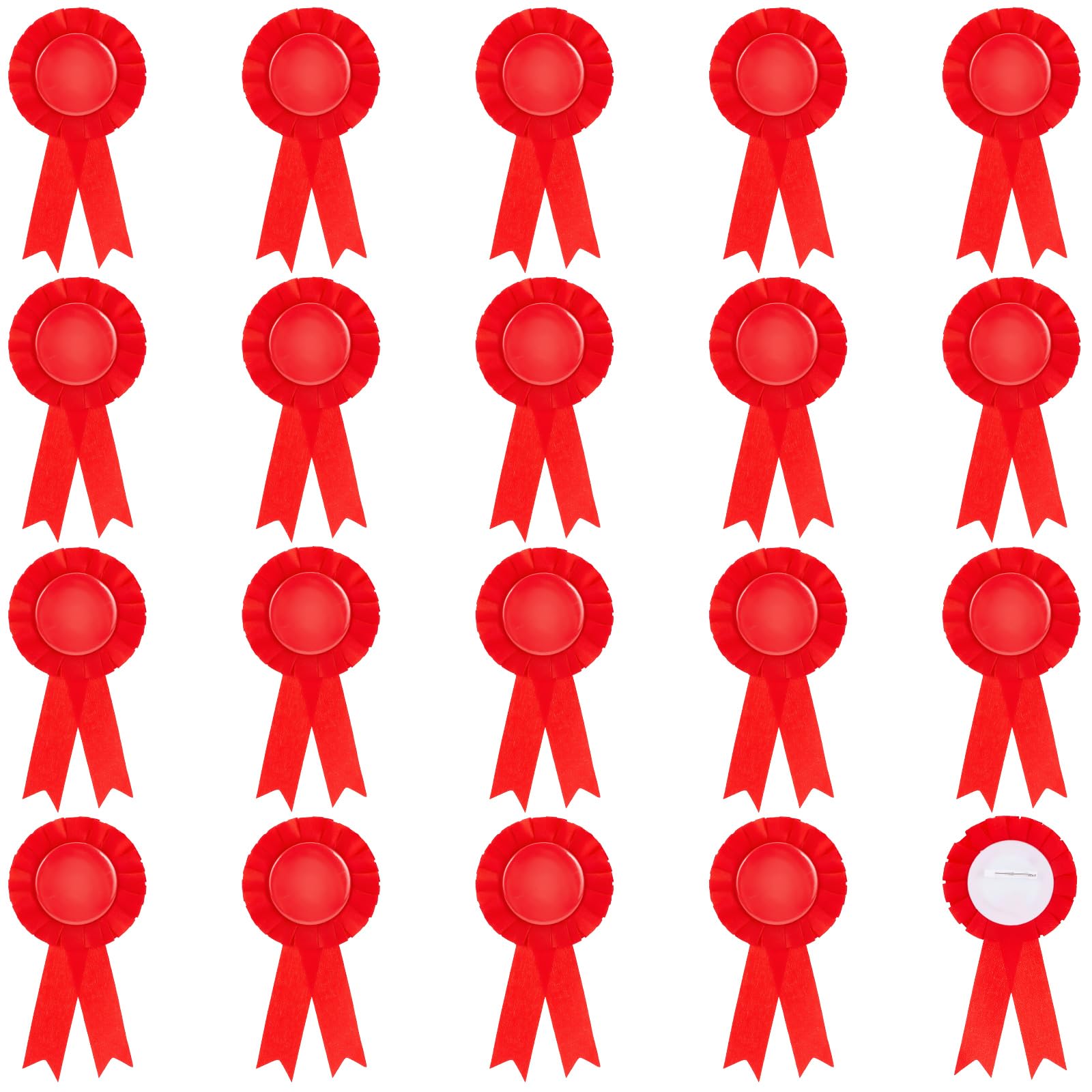 CRASPIRE 20Pcs Blank Award Ribbon Red Rosette Honorable Participation Badge Ribbons Prize Winner Victory Recognition Brooch for 1st 2nd 3rd Place Medals Competition Sports Event School Contests