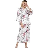 MizzGenio Women's Long Silk Robes Lightweight Long Satin Robes Full Length Sleepwear Dressing Gown