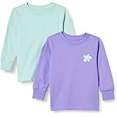 Amazon Essentials Unisex Kids and Toddlers' Long-Sleeve Rib Cuff T-Shirt, Pack of 2