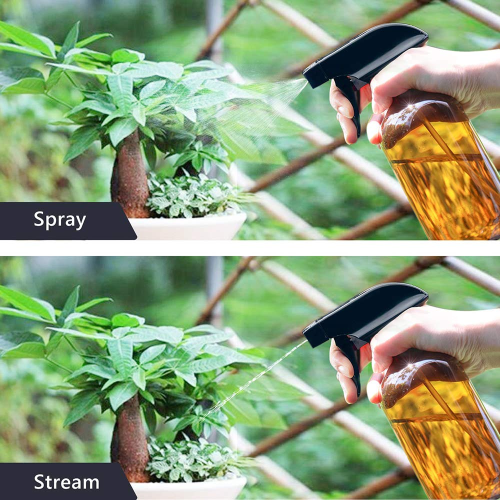 16 oz Empty Amber Glass Spray Bottles, Refillable Container for Essential Oils, Cleaning Products, or Aromatherapy, Durable Trigger Sprayer w/Mist and Stream Settings-6 Pack : Beauty