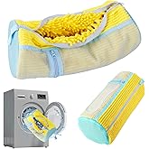 LOJWRY Shoe Washing Machine Bag 2 Pcs XL, Shoe Laundry Bag for Washer with Self-Locking Zipper, 360°Deep Clean Effectively Protects Shoes Suitable for Sneaker, Tennis and Other Types of Shoes (Yellow)
