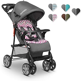 Lionelo Emma Plus Kinderwagen Kindersportwagen leicht modern klein Buggy mit Liegeposition zusammenklappbar (Pink Scandi)