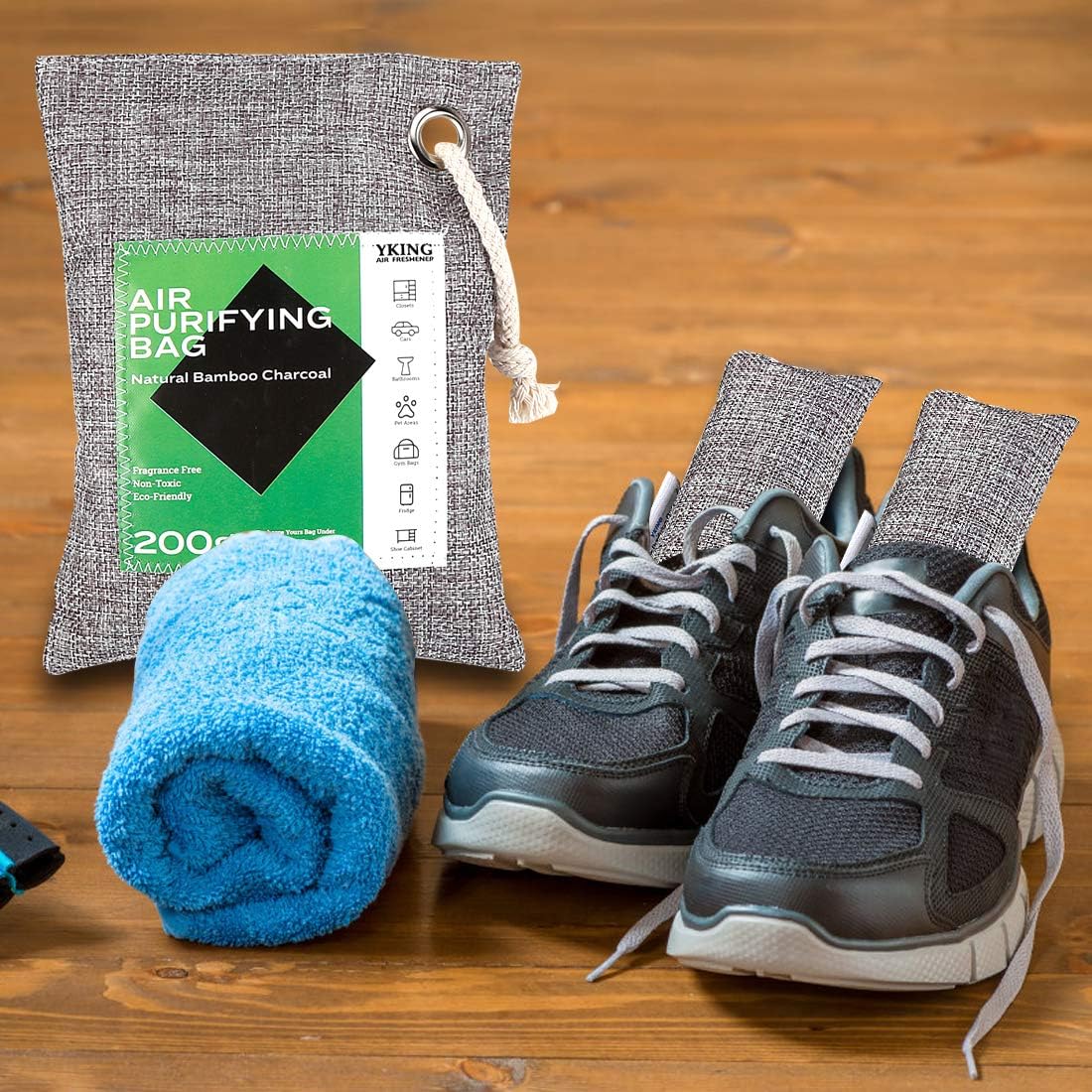 Activated Bamboo Charcoal Air Purifying Bags 6 Pack (200gx4 +75gx2) Charcoal Odor eliminators Absorber Bags Home Car Air Freshener for Car Closet Shoe Home Basement and Pet: Kitchen & Dining