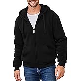 Yafanqi Men's Fleece Sherpa Lined Hoodies Heavyweight Full Zip Thick Hooded Jacket Winter Warm Athletic Sweatshirt