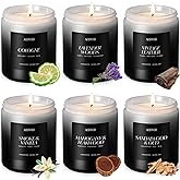 AOOVOO Scented Candles Set - 6 Pack Men Candles for Home Scented, 42 oz Soy Wax, 300 Hour Long Lasting Candle, Soy Candle Gifts Set for Men, Birthday, Valentine, Christmas, Anniversary Present