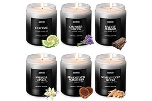 AOOVOO Scented Candles Set - 6 Pack Men Candles for Home Scented, 42 oz Soy Wax, 300 Hour Long Lasting Candle, Soy Candle Gifts Set for Men, Birthday, Valentine, Christmas, Anniversary Present