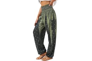 QIANXIZHAN Women's Harem Pants, High Waist Yoga Boho Trousers with Pockets