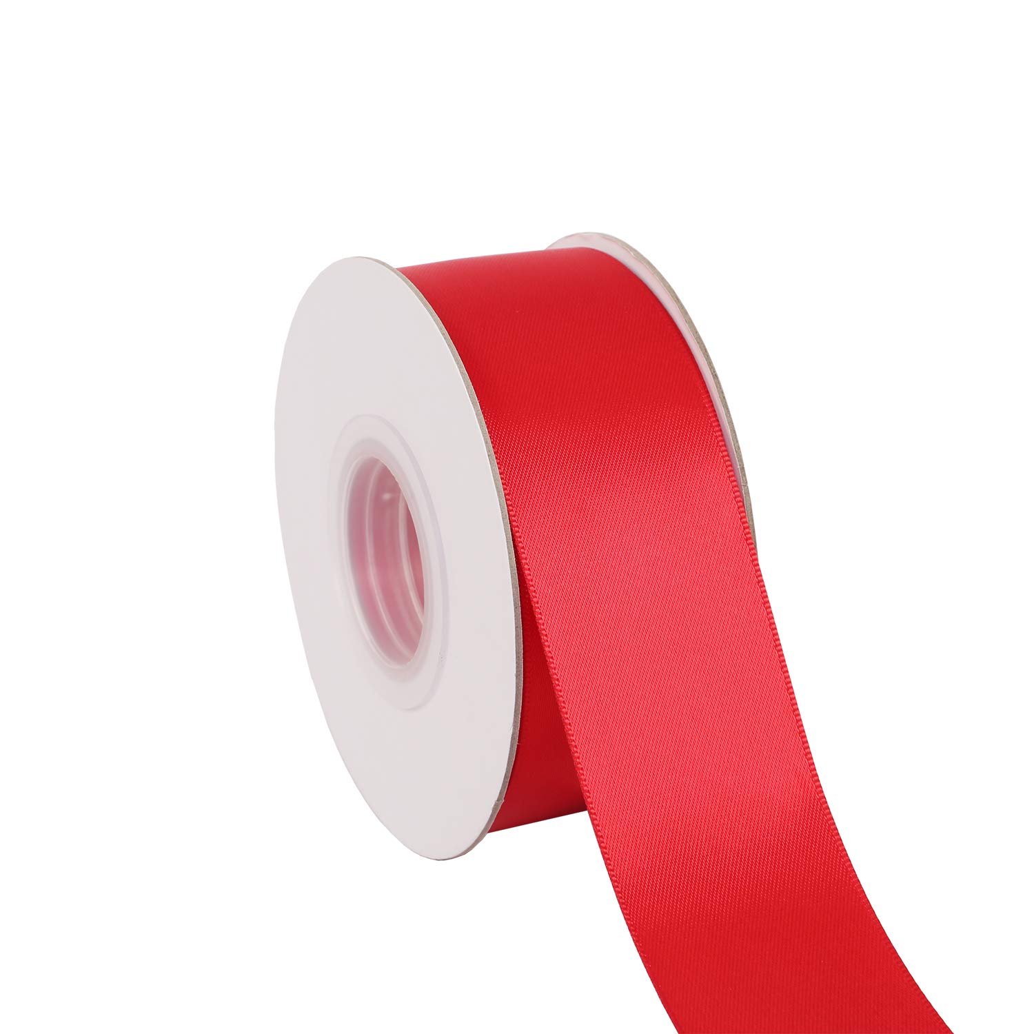 Ribbonitlux 38mm Wide Double Face Satin Ribbon 22 Meters (250-Red, Set for Gift Wrapping, Party Decor, Sewing Applications, Wedding and Craft
