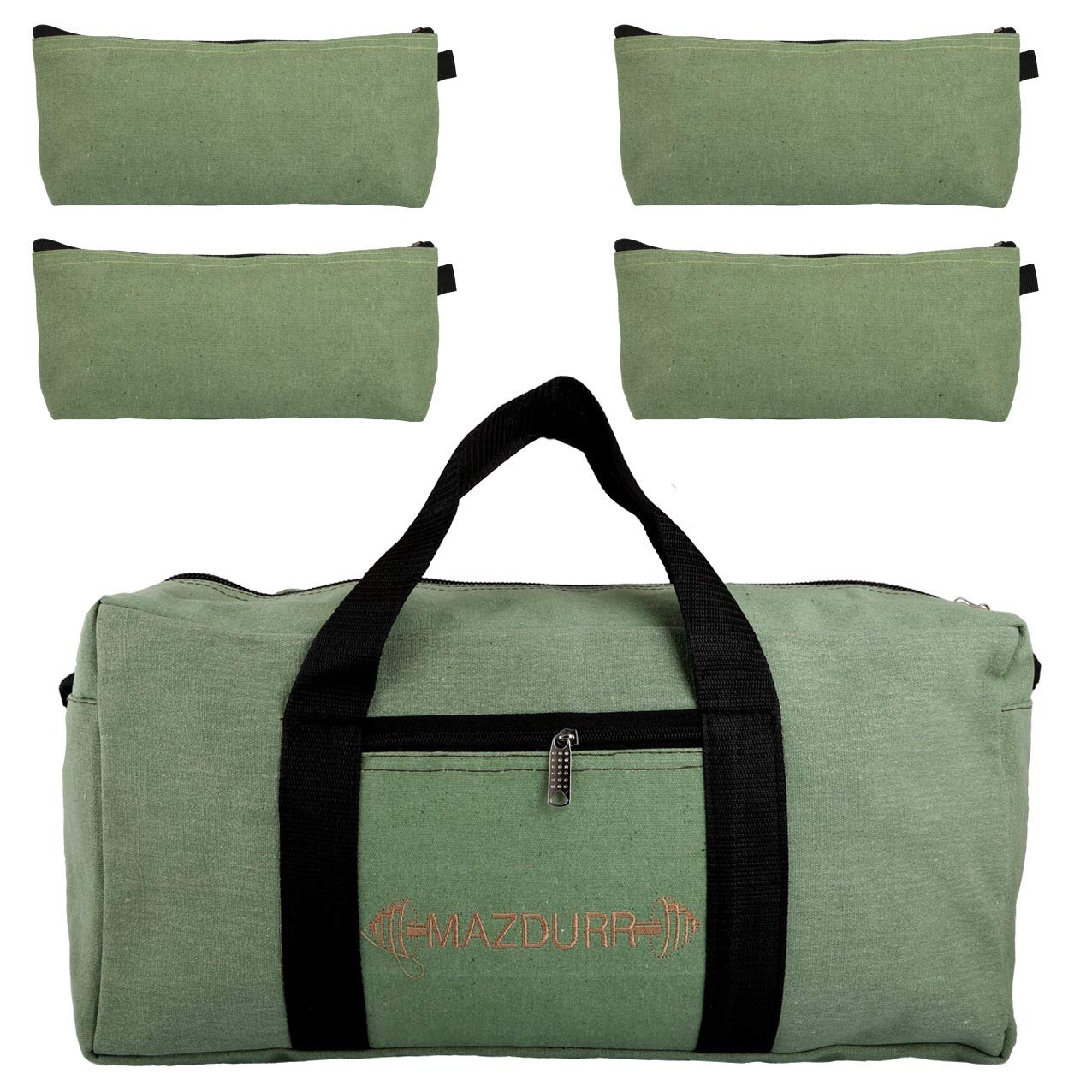 Canvas Tool Bag HeavyDuty Free Bonus 4 Large Tool Zippered Pouches