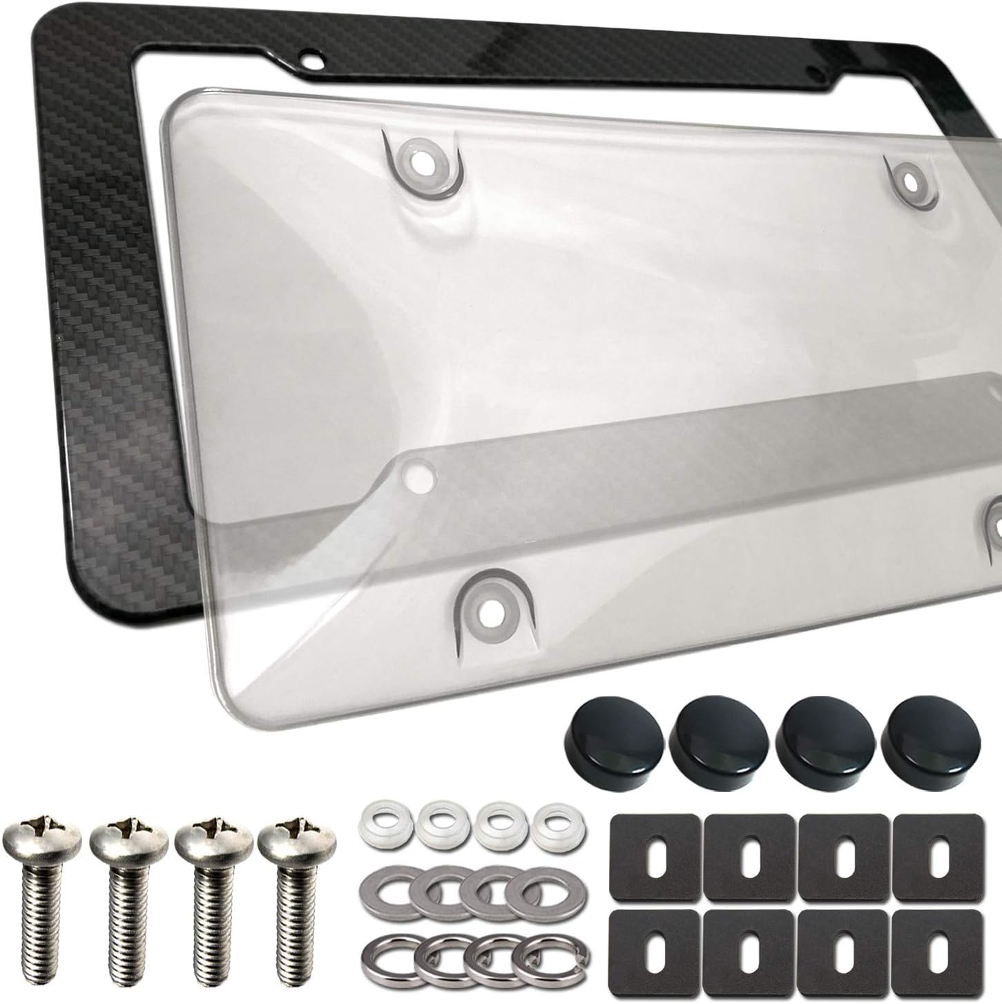 Aootf License Plate Frame Cover Kit Clear Bubble License Plate Cover
