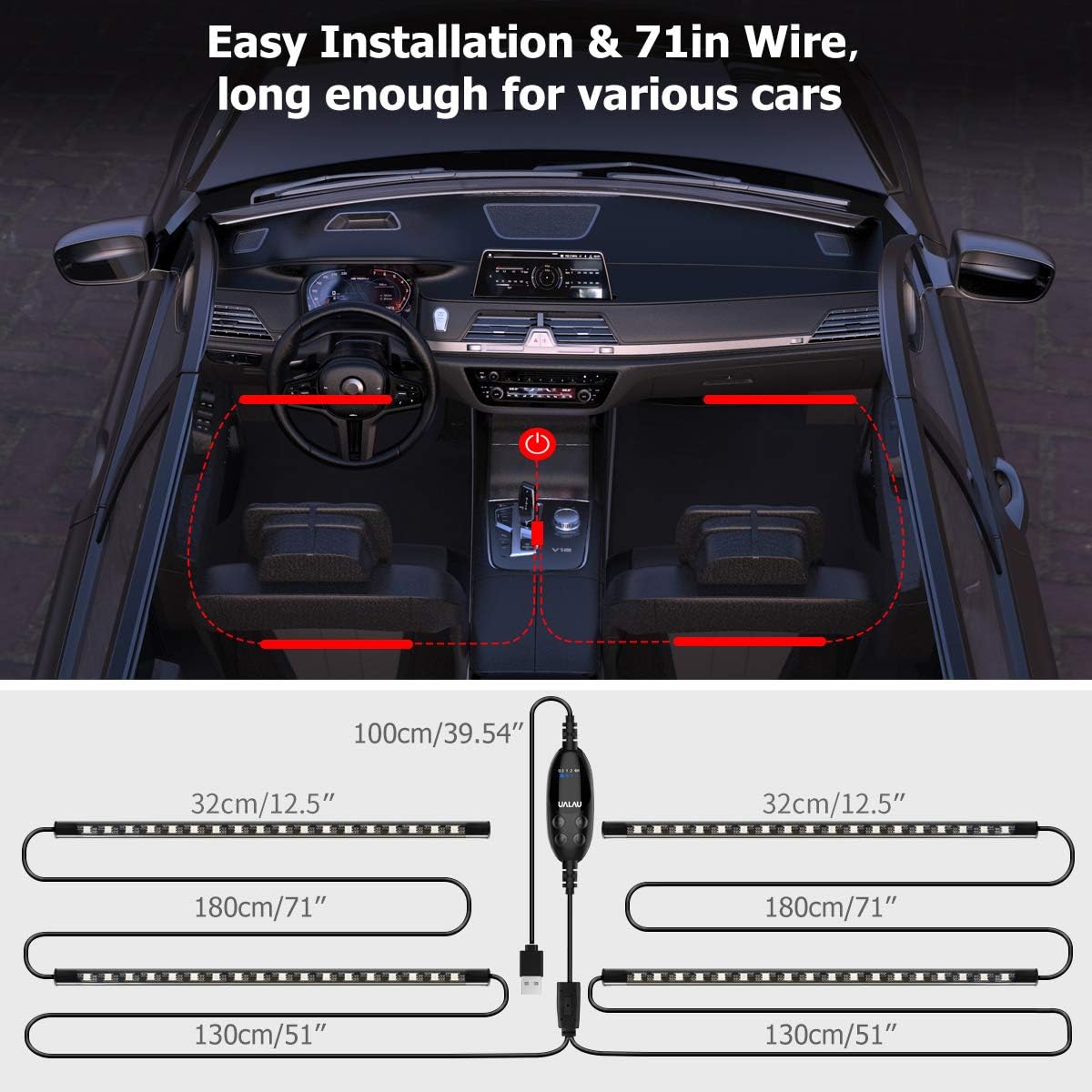 UALAU 72 LED USB Interior Car Lights: Automotive