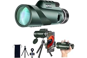NCPYZO 80x100 HD Monoculars for Adults High Powered with Smartphone Adapter and Tripod, Low Light Night Vision,BAK4 Prism Monocular Telescope for Hunting,Hiking,Camping,Bird Watching,Travel (Green)