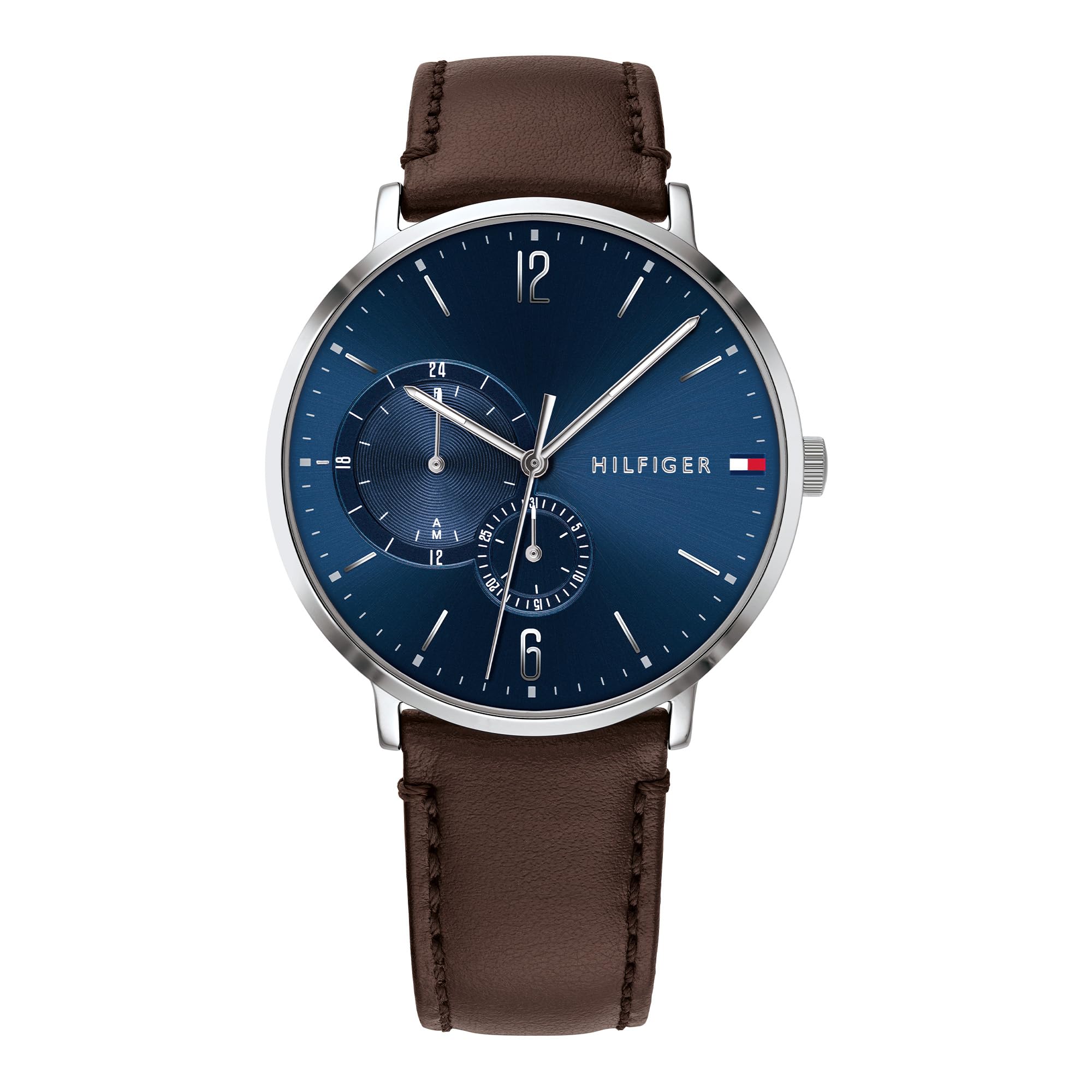 Tommy Hilfiger Analogue Multifunction Quartz Watch for Men with Dark Brown Leather Strap - 1791508