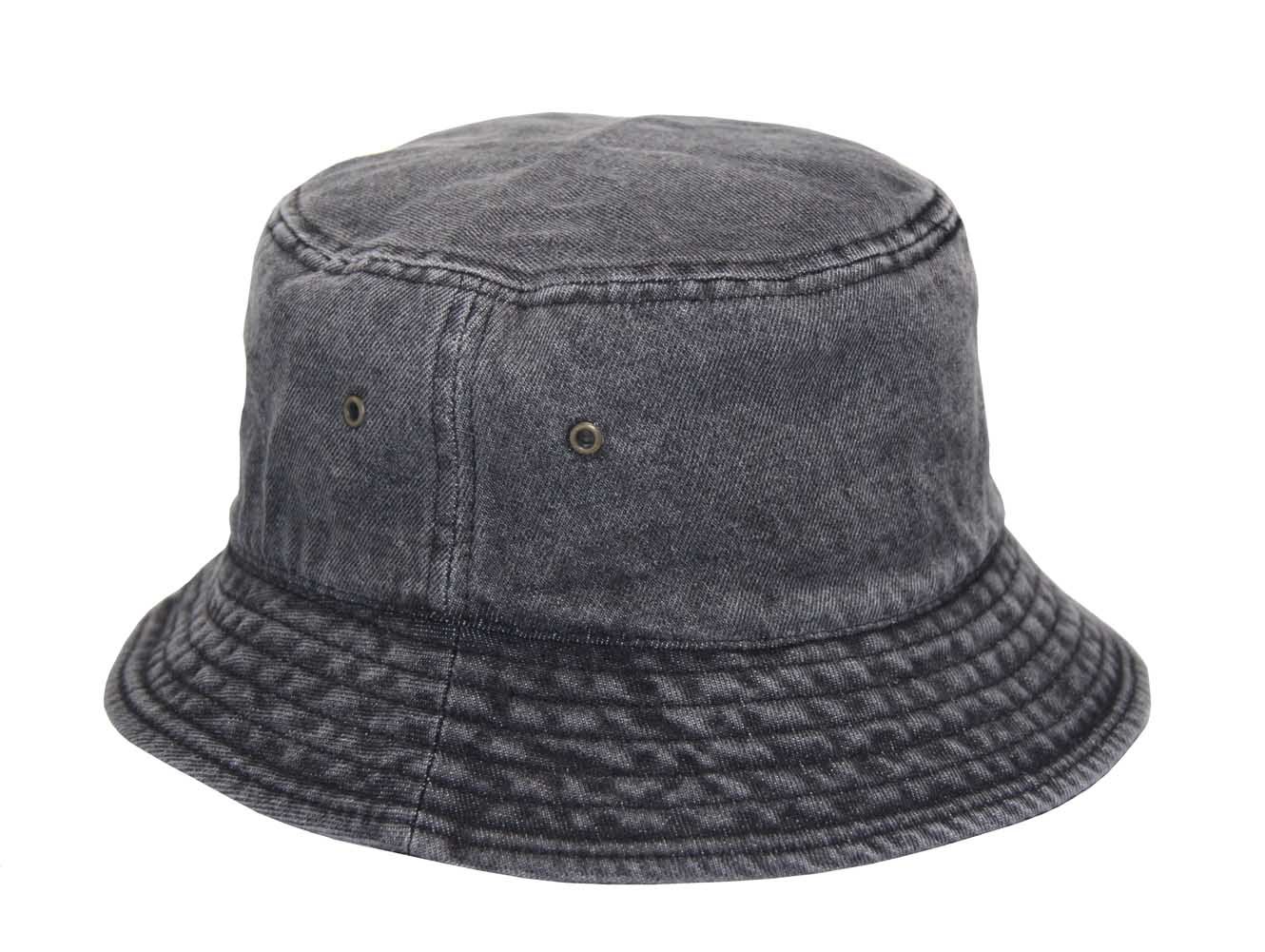 Short Brim Visor Cotton Bucket Sun Hat Smoke Denim