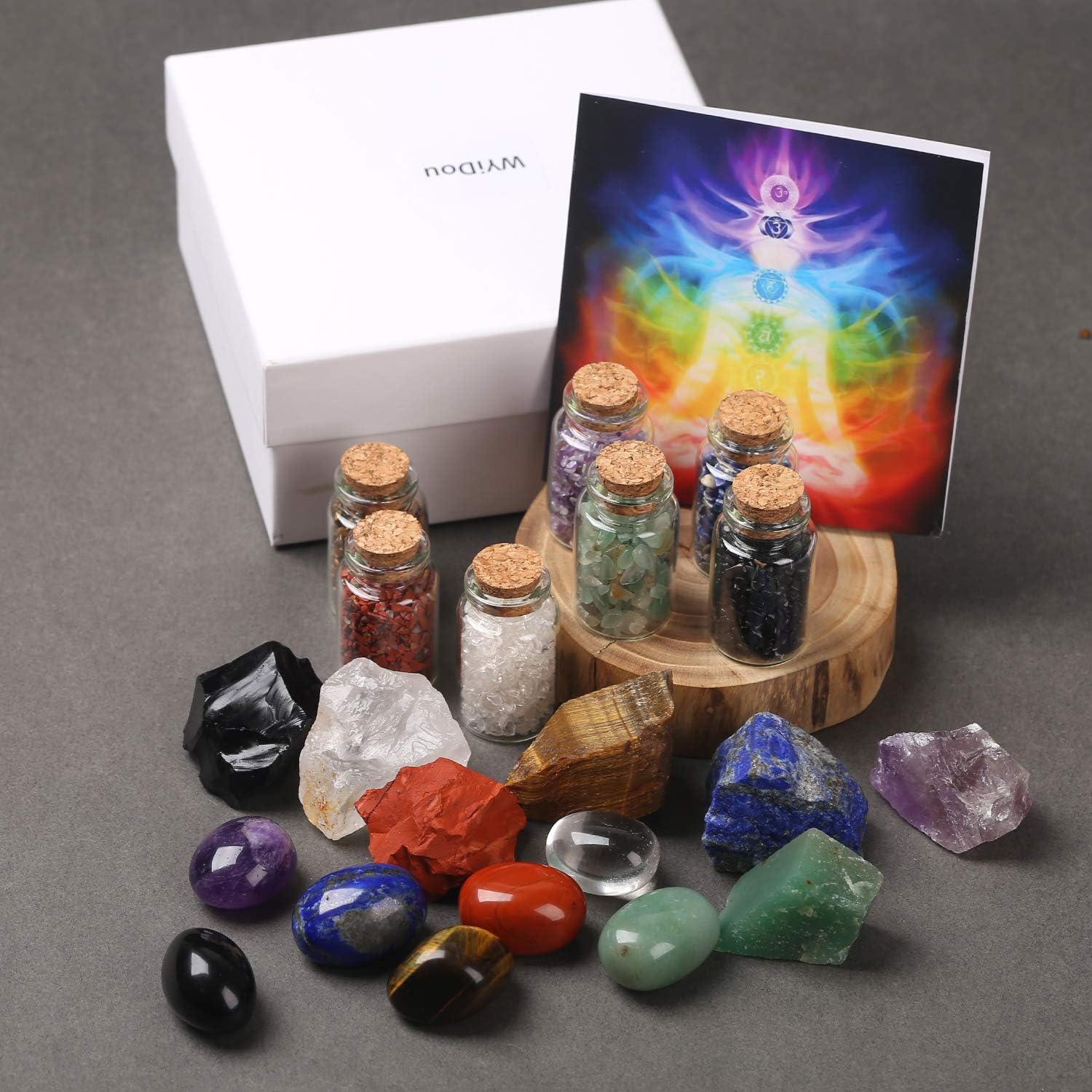 22-Piece Healing Crystals Set, Chakra Balance Kit, Natural Gemstones, Quartz Healing Crystal, It is The Gift for Yoga and Meditation.: Health & Personal Care