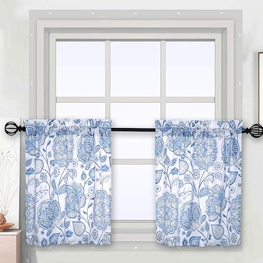 Amazon Com Oremila Tier Curtains For Kitchen Windows Floral Cafe
