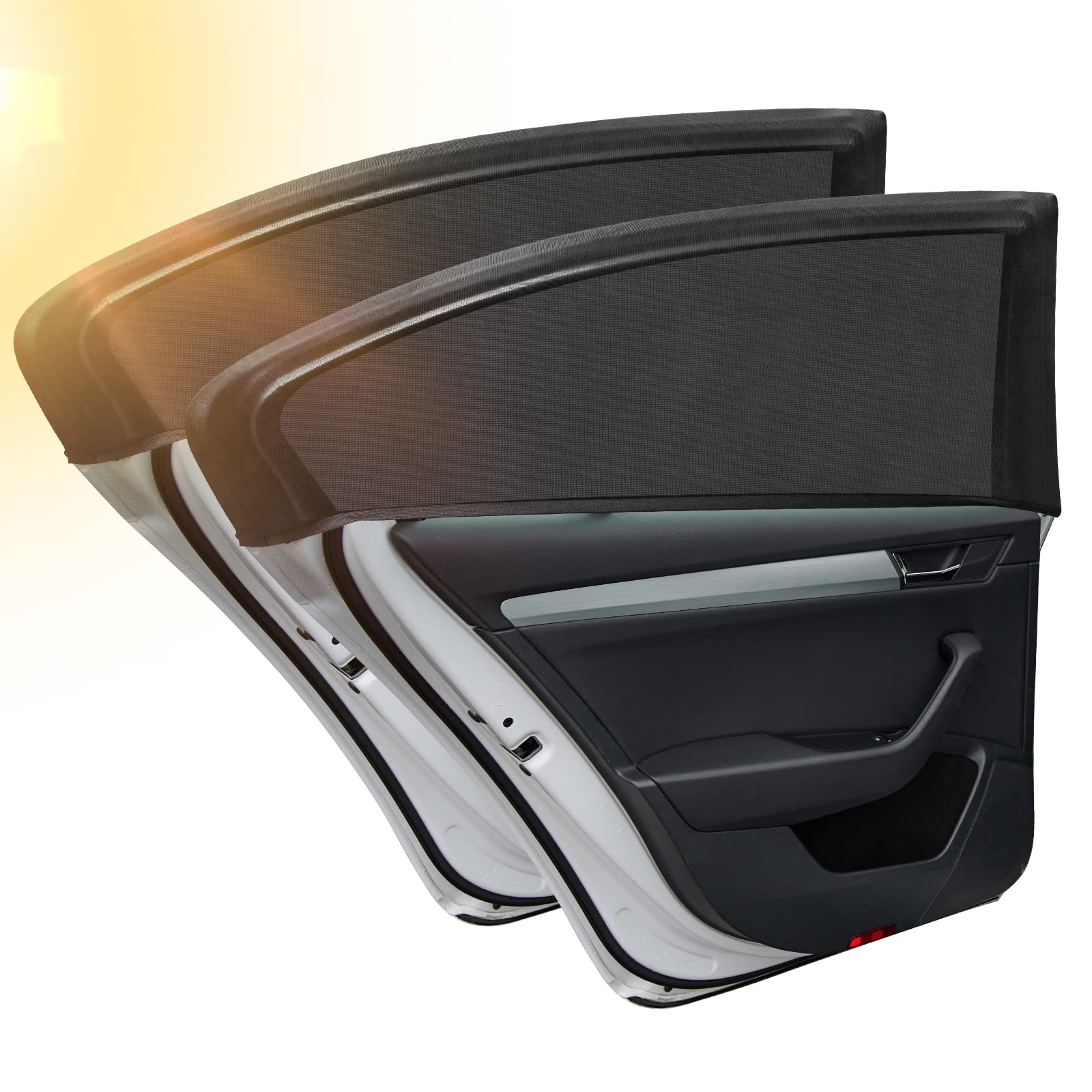URAQT Car Window Shades, 2 Pack Car Sun Shades for Kids Solar/UV Protection, High Elasticity Window Shades for Baby Children Dog, for Most Full Cover Rear Side Window