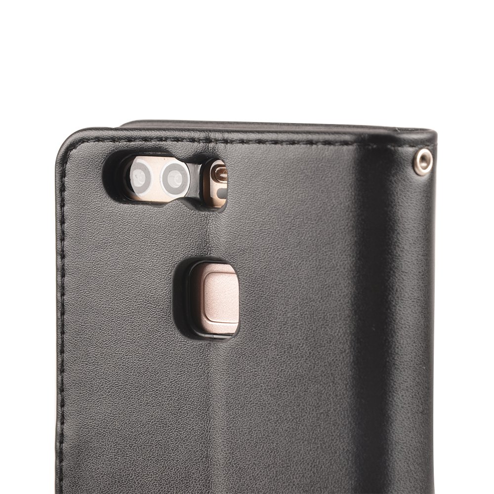 Huawei P9 Case, MagicSky Wallet Case Folio Flip Premium PU Leather Case Cover with Card Holder Slot Pockets, Wrist Strap, Magnetic Closure For Huawei P9 -Black