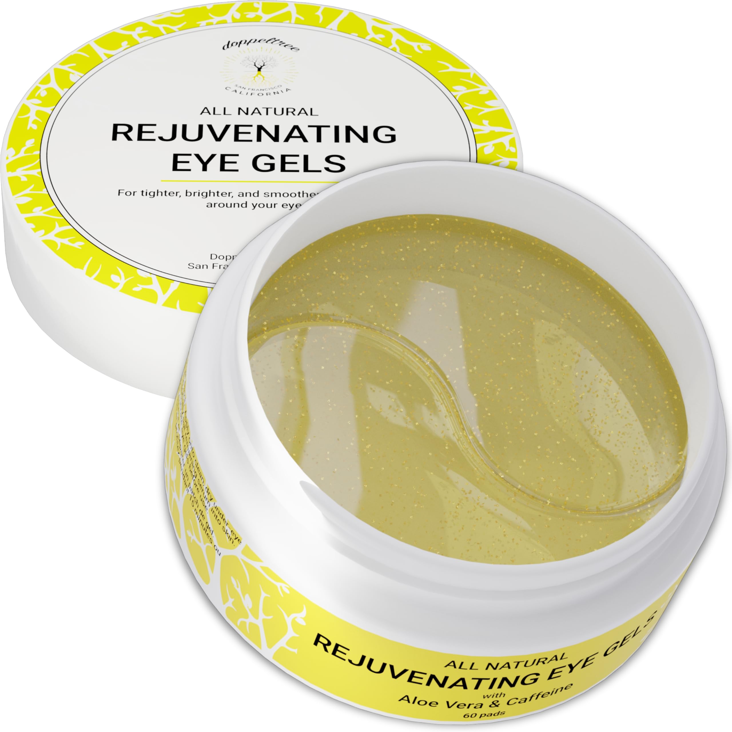 Caffeine Under Eye Patches & Hydrogel Masks (30 Pairs) - All Natural Anti Aging Treatment for Bags, Puffiness, Wrinkles, Dark Circles- Formulated in San Francisco