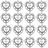 SUNNYCLUE 1 Box 100Pcs Heart Cross Charms Bulk Mini Cross Beads Tibetan Style Antique Silver Heart Love Charm Vintage Flower Easter Holiday Crucifix Charm for Jewelry Making Charms DIY Craft Supplies