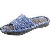 Isotoner Women's Premium Knit Slide Slippers - Moisture-Wicking Lining, Rubber Indoor/Outdoor Sole - Machine Washable House Shoes