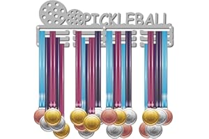 CREATCABIN Pickleball Medal Holder Sport Display Hanger Rack Awards Metal Lanyard Sturdy Wall Mounted Swimmer Runner Athletes Balls Players Gymnastics Gift Over 60 Medals Olympic