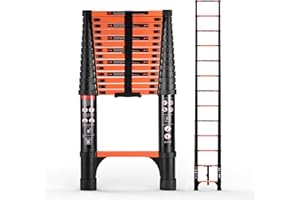 SINMEIRUN 14.5FT Telescoping Ladder, Portable Extension Folding Ladder, Multi-Purpose Compact Ladder for Household or Outdoor Work, 330lbs Max Capacity