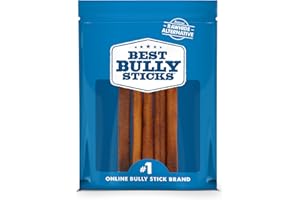 Best Bully Sticks 6 Inch Bully Sticks for Dogs - 5 Count (Pack of 1) - Natural, Easily Digestible, Grass-Fed Beef, Grain and Rawhide Free - Trial Size
