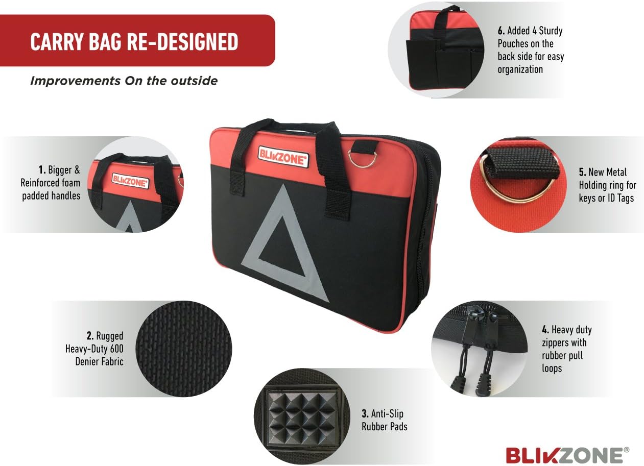 BLIKZONE Auto Roadside Assistance Car Kit Classic 81 Pc for Vehicle Emergency: Portable Air Compressor, Jumper Cables, Tire Repair Kit and All The Essential Tools, Accessories and Stuff to Drive Safe: Automotive