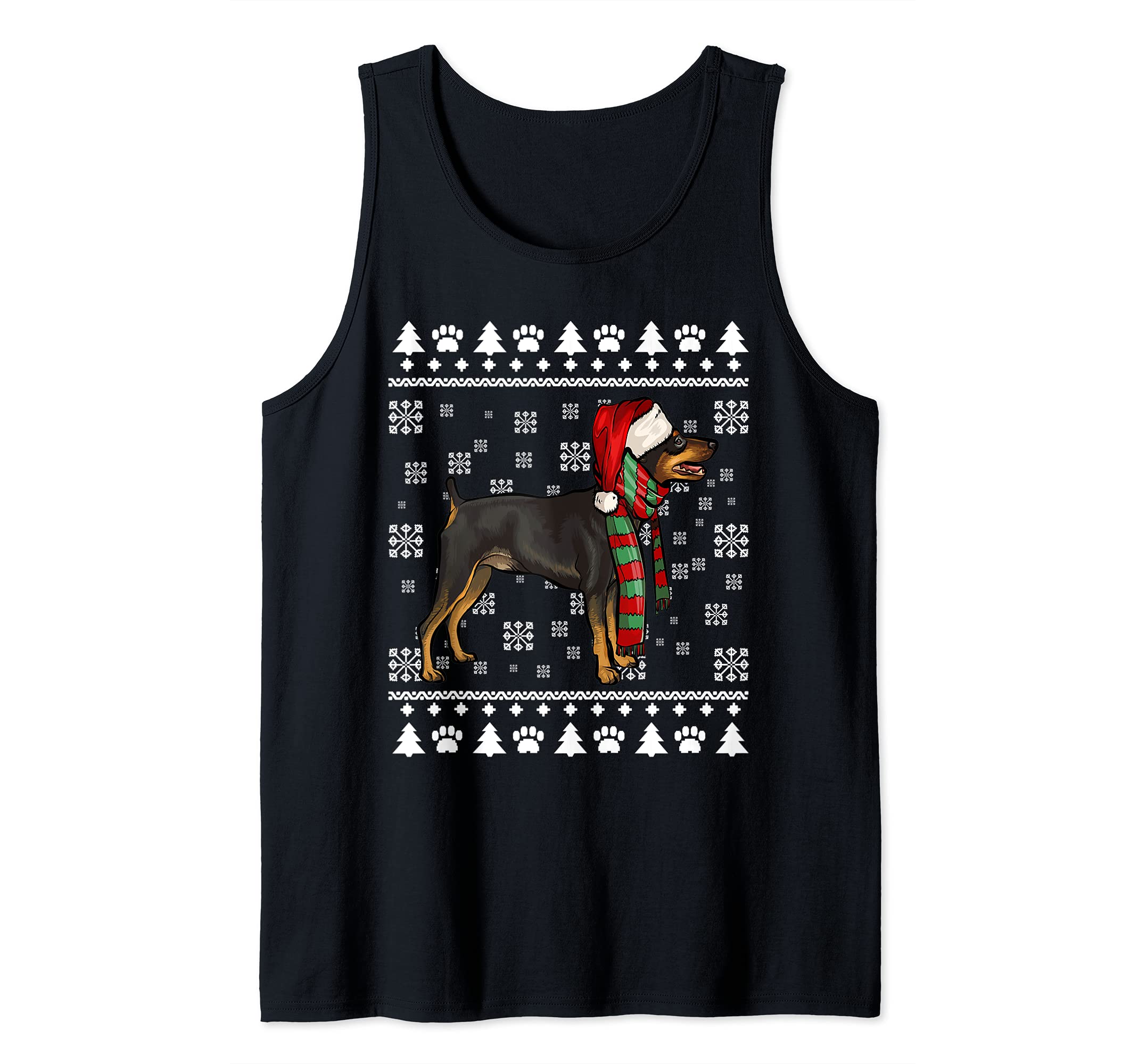 Miniature Pinscher Dog Santa Hat Xmas Ugly Christmas Tank Top