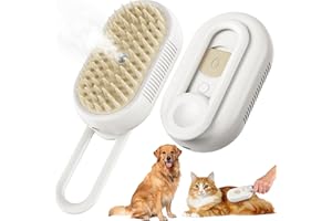 COBALT FELINE Cat Steam Brush for Shedding, 3 In 1 Pet Steam Brush for Cats Dogs Shedding Brush Grooming Brush, Rechargeable Steam Cat Brushes for Indoor Cats Dogs Massage, Grooming and Removing Hair (White)